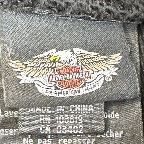 Harley Davidson Cotton Knitted Peaked Hat, Black, White Embroidered Logo - Picture 6 of 10